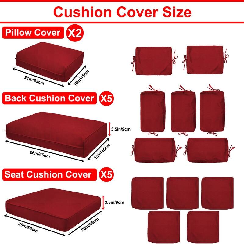 Outdoor Patio Cushion Covers Replacement, Waterproof Furniture Cushion Slipcovers, for Wicker Rattan Sectional Couch Chair