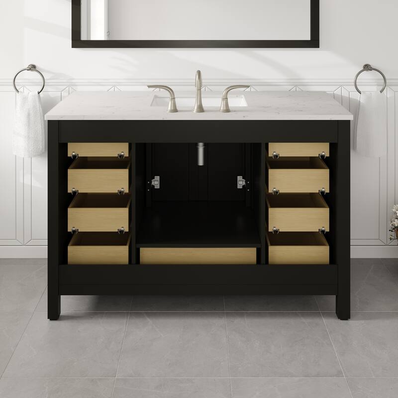 Eviva Aberdeen 42"W x 22"D Bath Vanity with Carrara Quartz Top