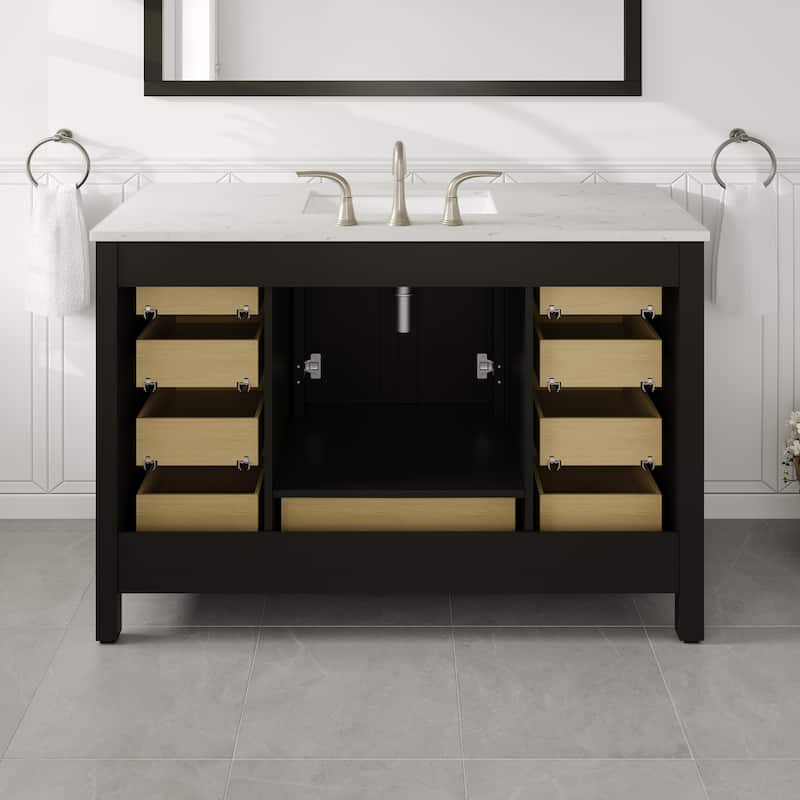 Eviva Aberdeen 48"W Bath Vanity with White Carrara Quartz Top