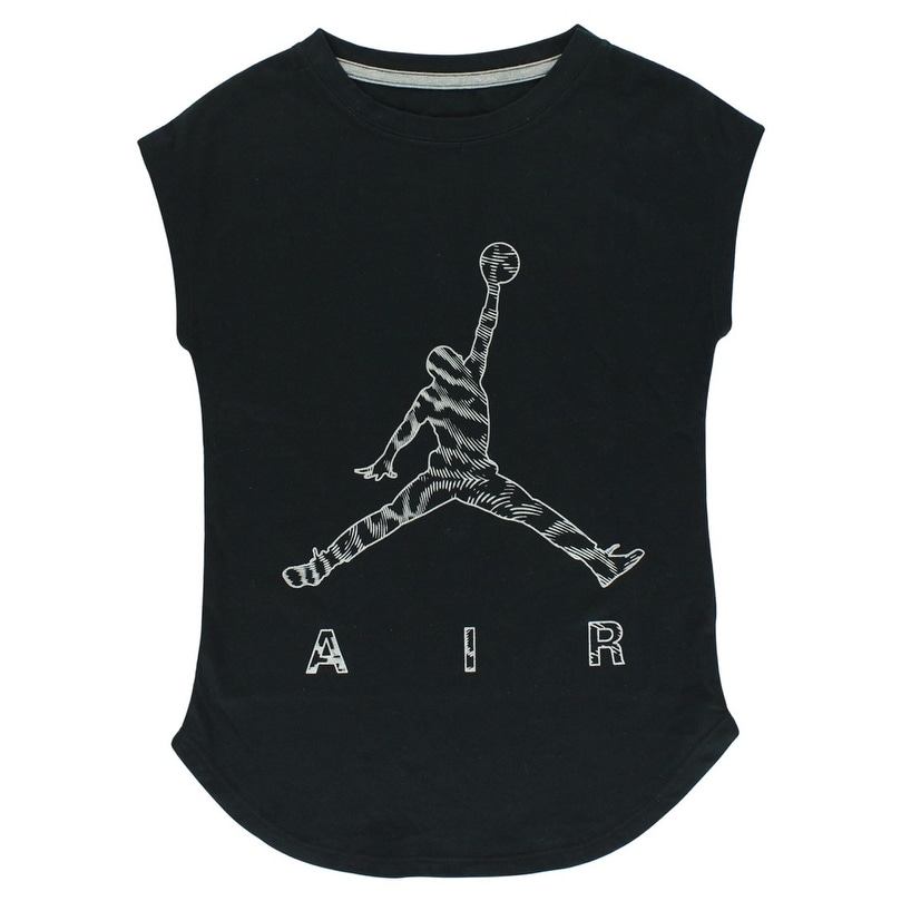 Shop Jordan Girls Air Jaquard Jumpman Short Sleeve T Shirt Black