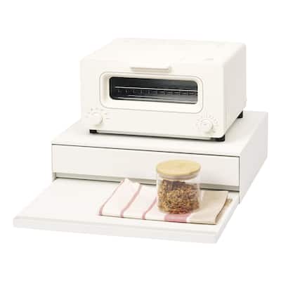 Yamazaki Home Countertop Drawer with Pull-Out Shelf, Steel, Holds 37 lbs - L 15.47 x W 17.72 x H 5.31 inches