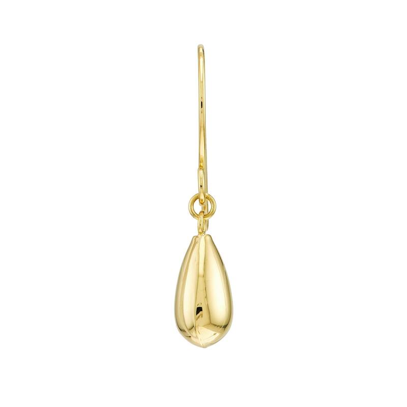 Curata 14k Yellow Gold 28x8mm Dangle Puffed Teardrop Hook Earrings