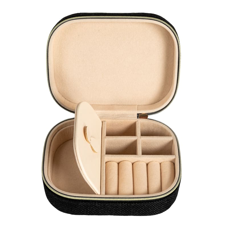 Household Essentials Fabric Travel Jewelry Organizer Box - 5.0"L x 3.8"W x 2.0"H