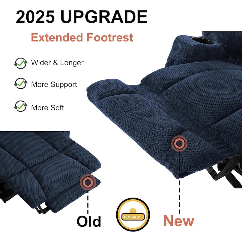 MCombo Electric Power Recliner Chair with Massage & Heat, Plush Fabric 8015