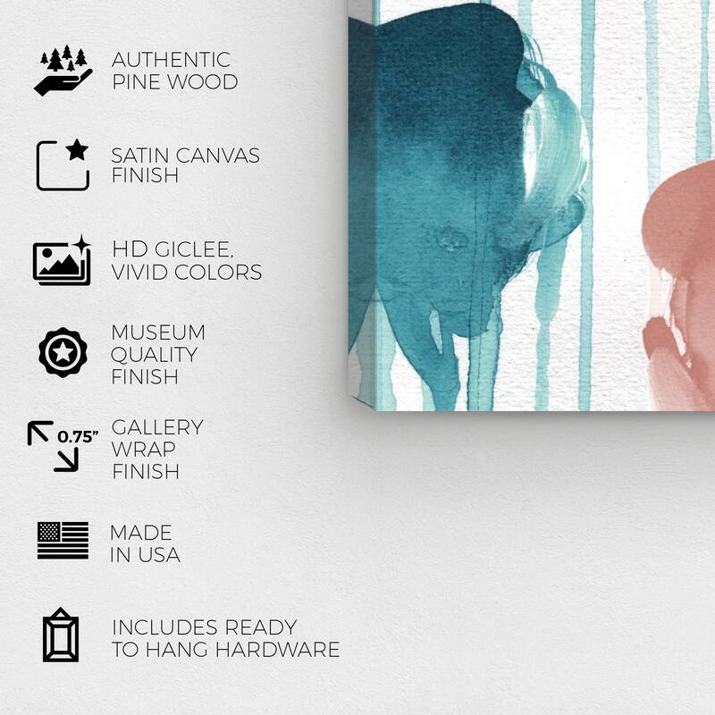 Wynwood Studio Canvas Abstract Blush Favorite Color Blue and Turquoise Modern & Contemporary Wall Art Canvas Print