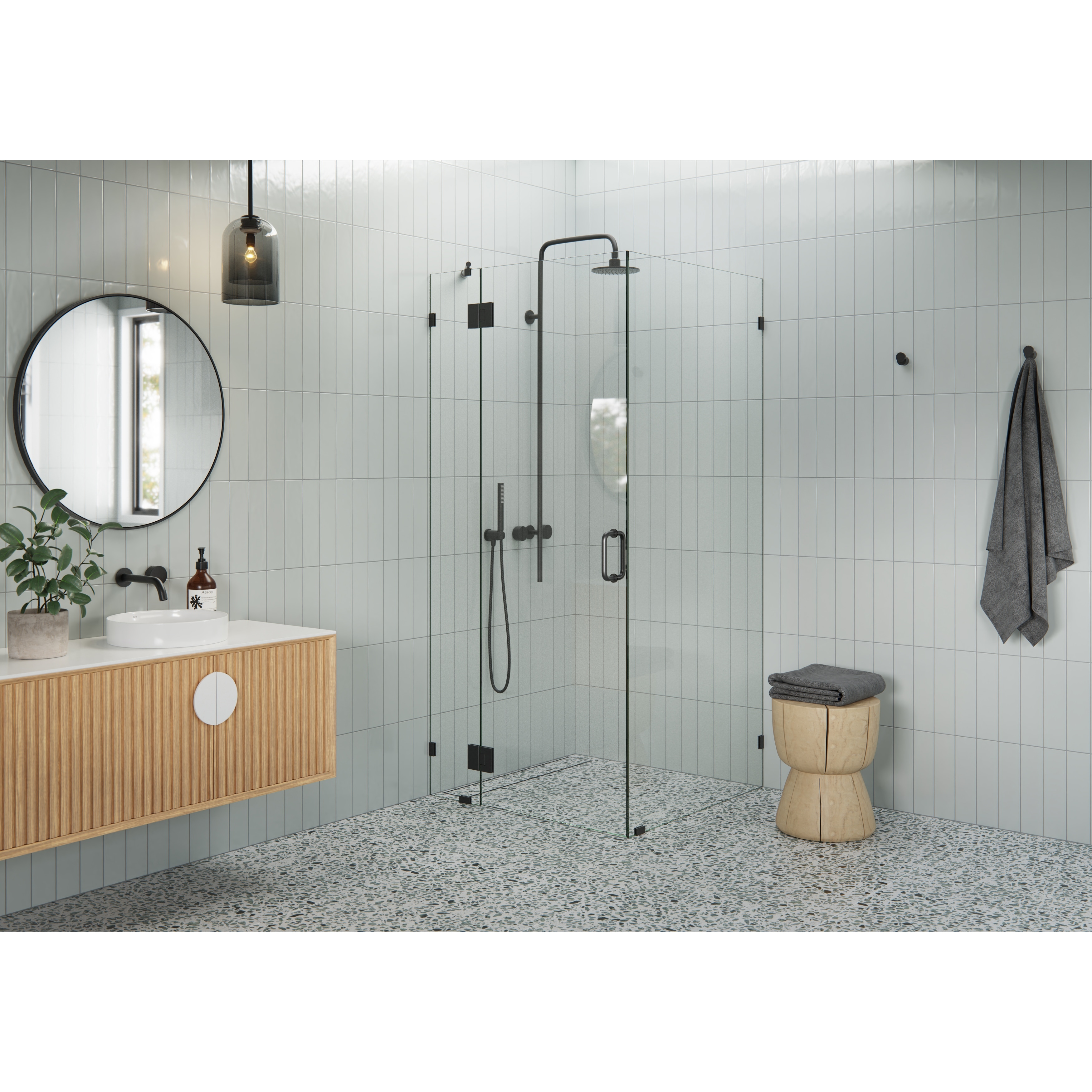 Glass Warehouse 78" x 36.5" x 36.5" Frameless 90 Degree Shower Enclosure - Glass Hinge