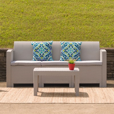 Plank-Top Rattan Coffee Table