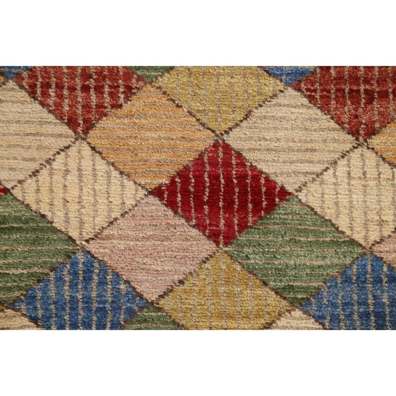 Hand Knotted Oriental 100% Wool Carpet Tribal Geometric Brown Gabbeh (kashkoli) Runner Rug - 10' 9'' X 2' 8''