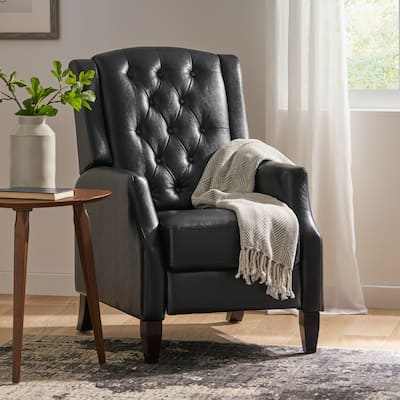 Sadlier Faux Leather Tufted Pushback Recliner by Christopher Knight Home