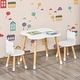 preview thumbnail 9 of 8, Qaba 3 Pieces Table and Chair Sets Children Dining Table Cute Bear Shape with Rounded Corners for 1-4 years, White