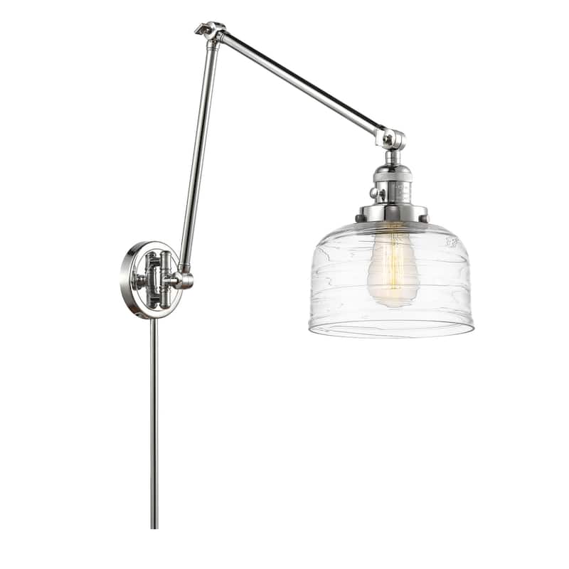 Innovations Lighting 238-30-8 Bell Sconce Bell 30" Tall Hardwired or - Polished Chrome / Clear Deco Swirl