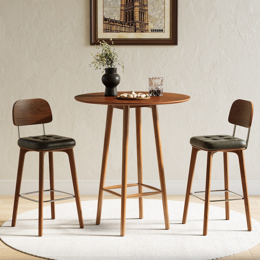 Solid Wood Round Bar Table with Sturdy Frame