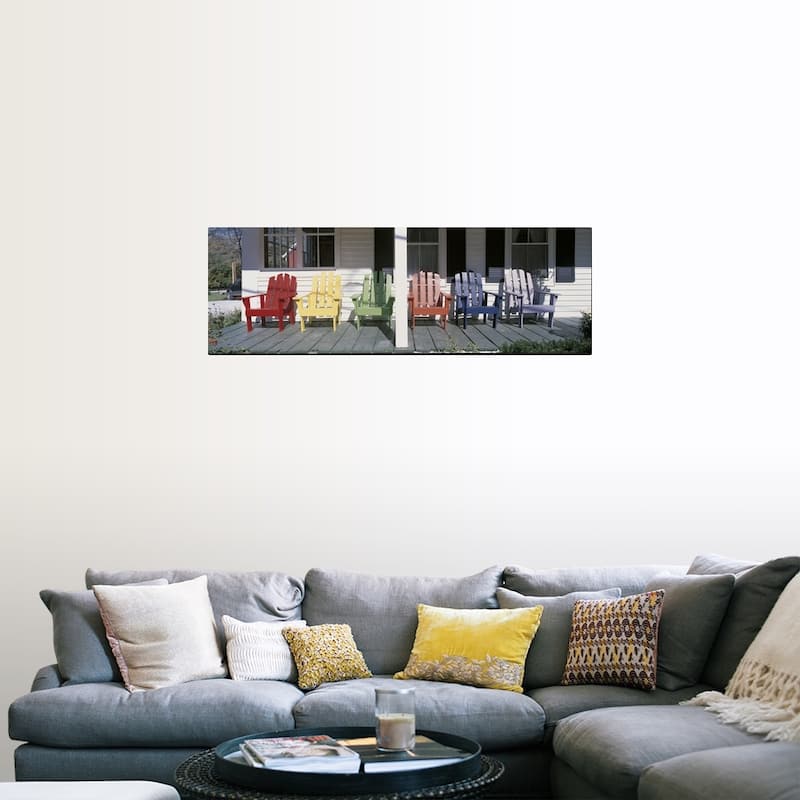" Adirondack Chairs Porch Plymouth VT" Poster Print - 48 x 16