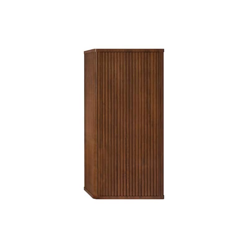 Striped Walnut Bathroom Floating Side Cabinet, Wall-mounted Storage Cabinet for Small Spaces - Walnut