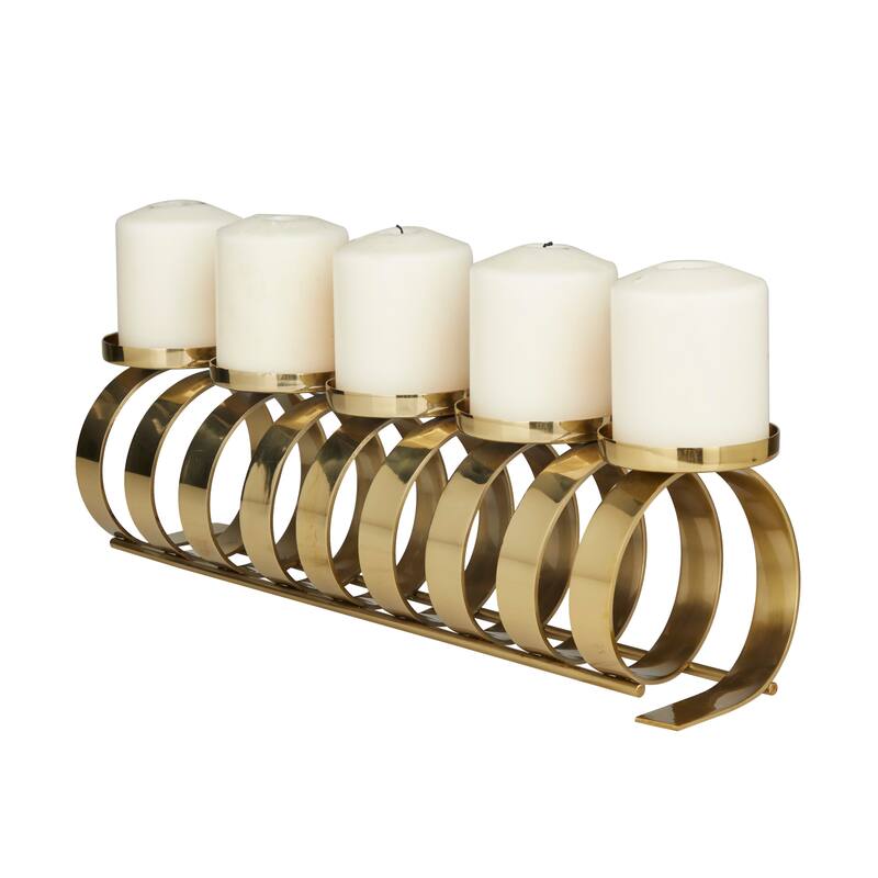 Gold Stainless Steel Contemporary Candle Holder - 20"L x 5"W x 5"H