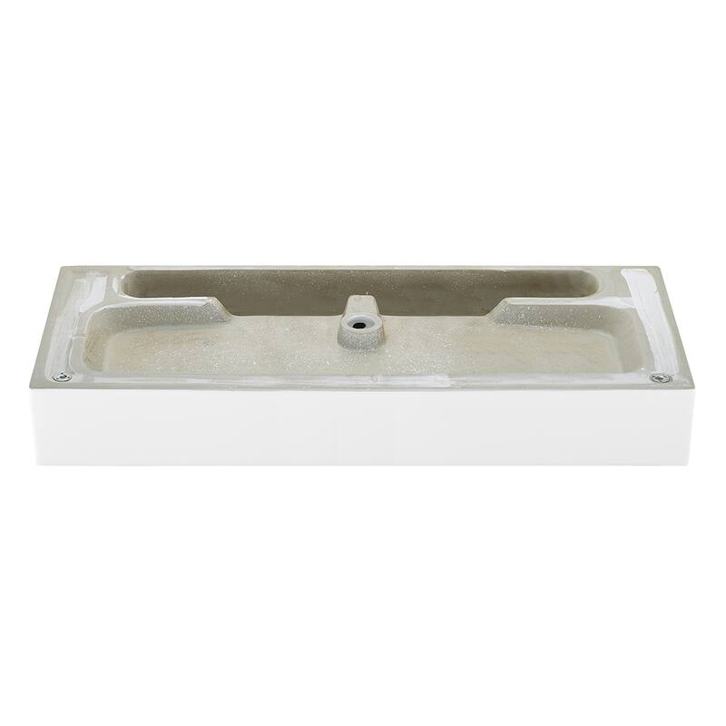 Reims 40 Ceramic Console Sink White Basin Black Legs - 39.35" x 16.55" 35.45"