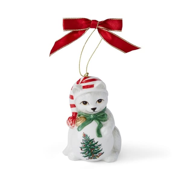 slide 2 of 7, Spode Christmas Tree Playful Kitten Ornament - 3.25" H Multi