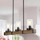 preview thumbnail 11 of 17, Modern Farmhouse Rustic Wood Chandelier Glass Island Lights for Dining Room L25.6xW4.7"xH7.5" - 3-Light