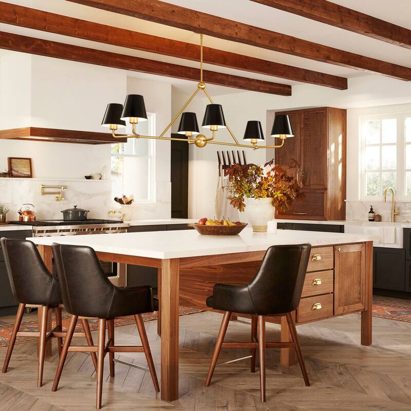 2/6-Light Industrial Vintage Gold and Black Sputnik Cone Large Chandelier for Dining Room