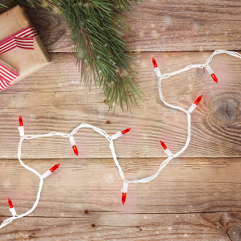 100-Count LED Mini Christmas Lights 33ft White Wire - 33'
