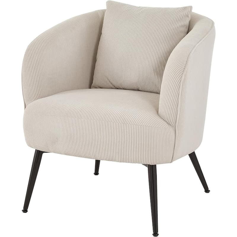Modern Channel Corduroy Velvet Accent Chair with Black Metal Legs Luxurious Design and Comfortable Seating Ideal