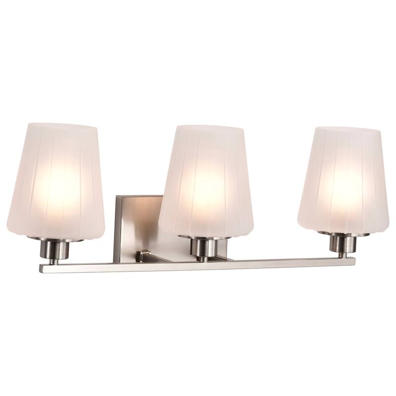 Lune 3 Light Vanity Brushed Nickel Finish Etched White Glass - Brushed Nickel