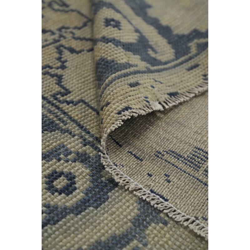 Hand Knotted Oriental 100% Wool Carpet Transitional All-Over Beige & Ivories Oushak Runner Rug - 12' 4'' X 2' 9''