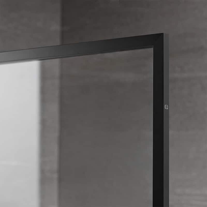 Serene Valley 34 x 72 Inch Tempered Glass Stand Alone Shower Screen, Matte Black - 78.35