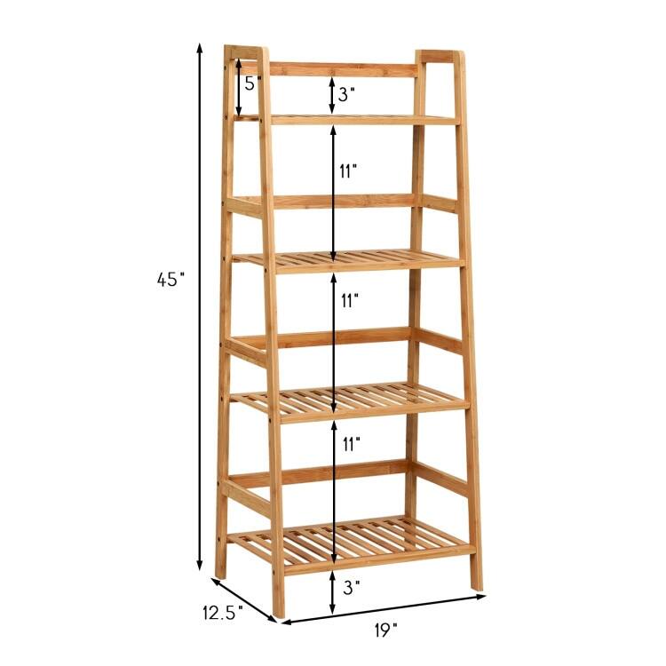 4-Tier Shelf with Guardrails for Living Room, Kitchen and Study Use - 19" x 12.5" x 45"