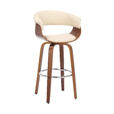 30 Inch Swivel Faux Leather Barstool with Curved Open Back - 20 L X 24 W X 41 H Inches