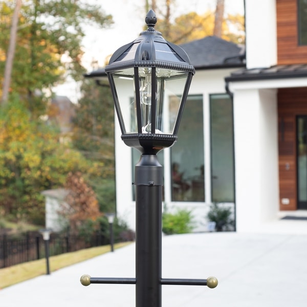 Gama Sonic Royal Bulb 1 Light Black Solar Post Light with 3 Fitter Bed Bath Beyond 27102232