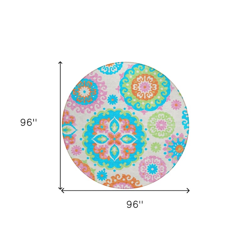 HomeRoots Floral Medallion Transitional Rectangle Outdoor Rug