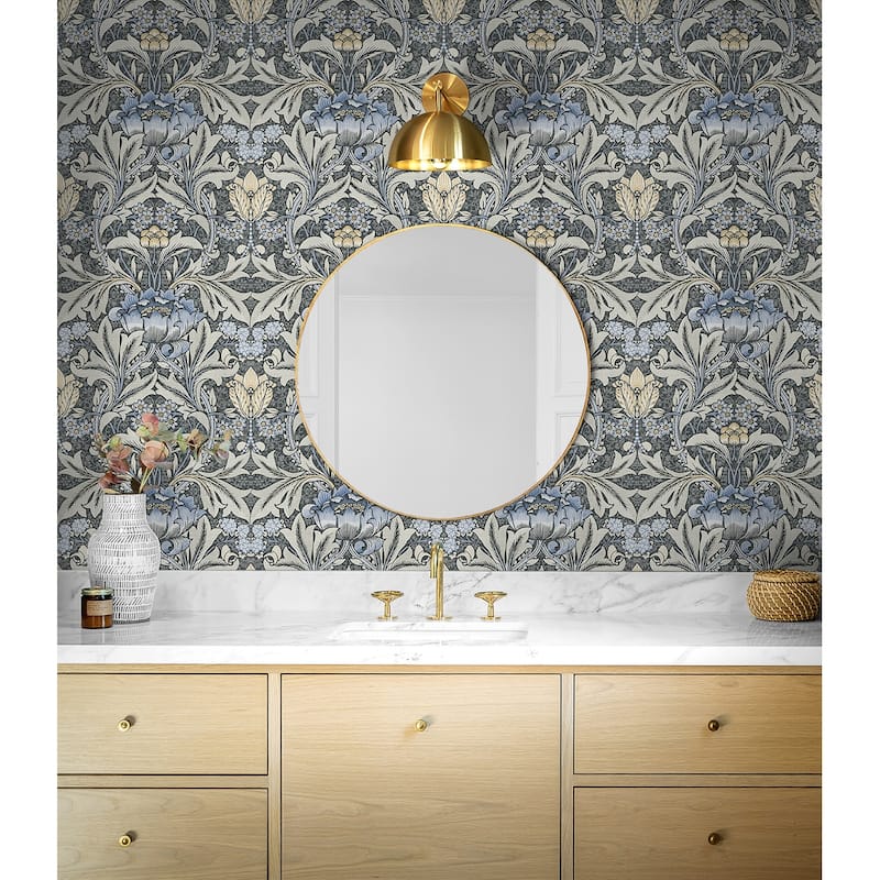 NextWall Acanthus Floral Peel and Stick Wallpaper