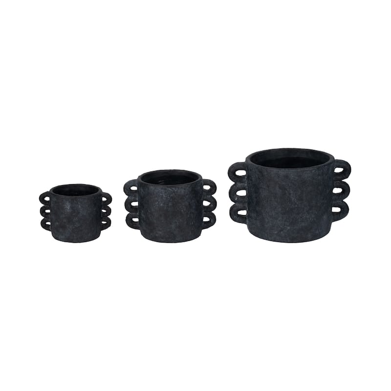 Pottery and Cement Planter Multi-Loop Handle Design Contemporary