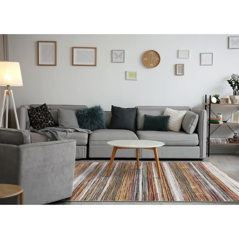 Alpine Rug Co. Olivia Multicolor Distressed Stripes Rug
