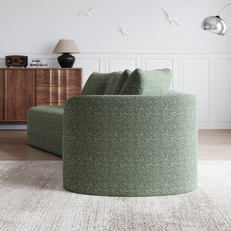 Modular Curved Sectional Sofa, Oversized Chenille Cloud Couch, Compressed Upholstered Sofa with 4 Throw Pillows