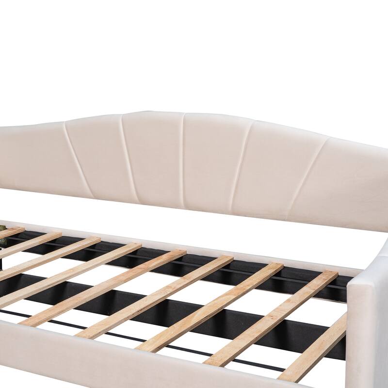 Elegant Upholstered Twin Size Daybed with Trundle, Sturdy Wood Frame and Slats, Perfect for Small Spaces, Bedroom, Guest Room
