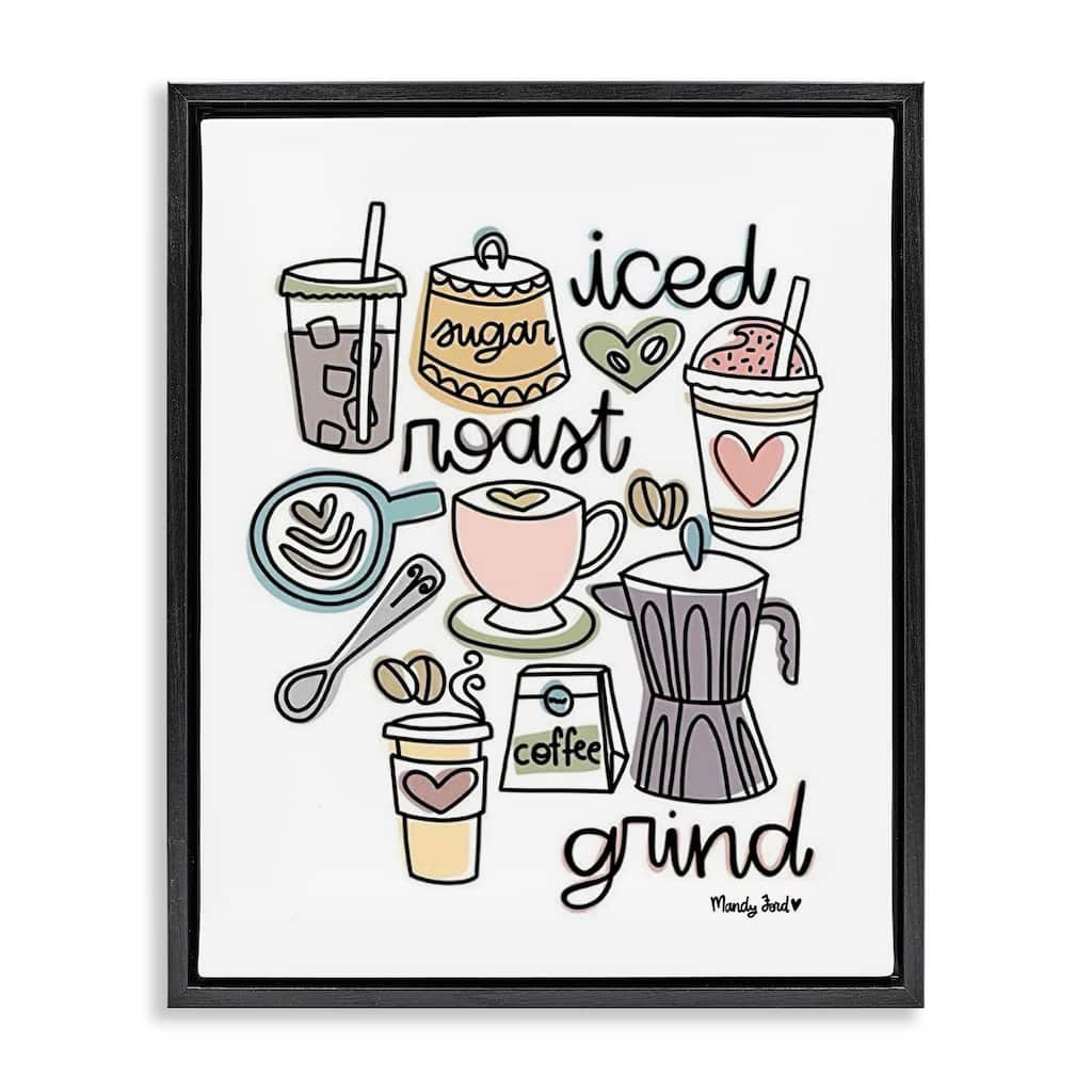 Stupell Various Coffee Types Trend Framed Floater Canvas Wall Art Design By Mandy Ford Art + Illustration