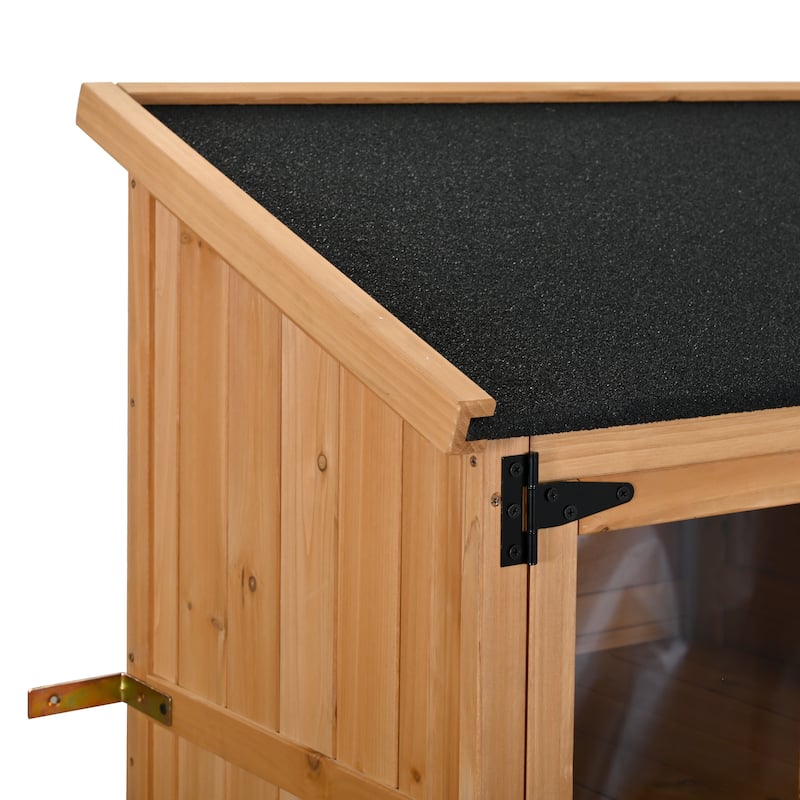 72" Large Patio Garden Shed with Waterproof Roof, Outdoor Storage Cabinet with Workstation & Hooks