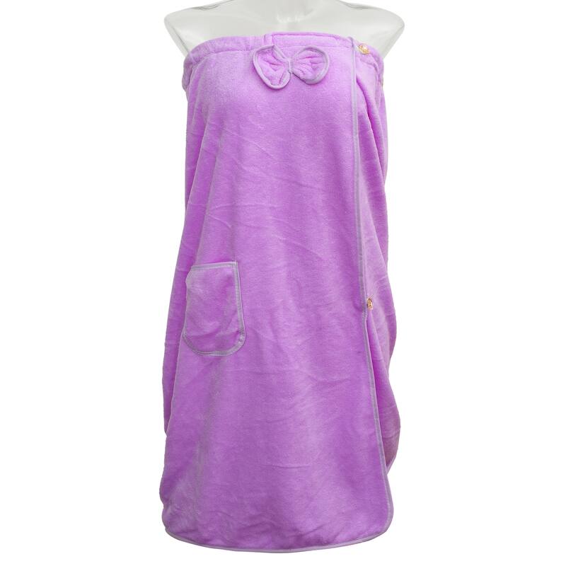 Bath Wrap Towel for Women Shower Adjustable Bath Wrap with Pocket - Light Purple