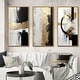 preview thumbnail 7 of 7, Designart "Horizontal Dimensions Abstract Gold Black" Abstract Painting Frame Gallery Set Of 3 Wall Art Print - For Office Decor 38 in. wide x 20 in. high - 3 Panels - Gold