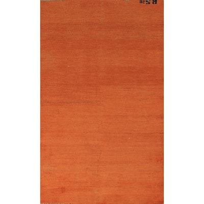 Orange Gabbeh Oriental Runner Rug Handmade Wool Carpet - 3'3" x 6'6"