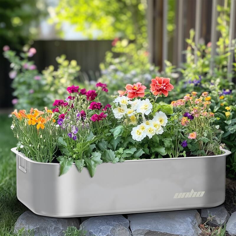 Stainless Steel Planter Box with Wire Handle Greenhouse Planting Box (set of 3)