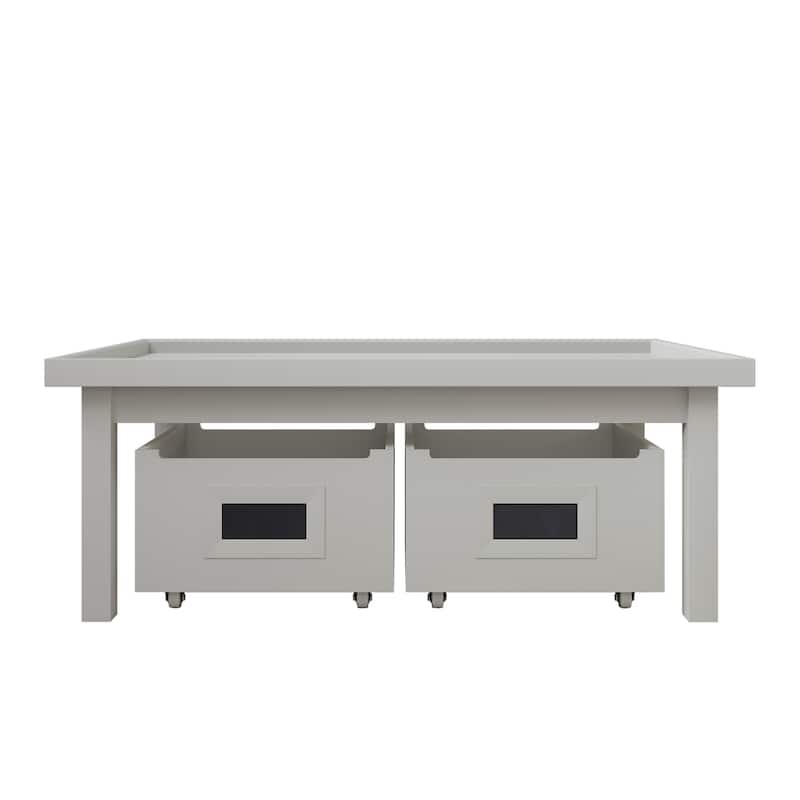 CraftPorch Contemporary Kids Table with Drawers - White