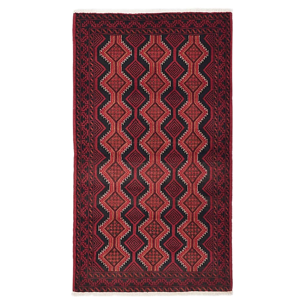 ECARPETGALLERY Hand-knotted Teimani Black, Red Wool Rug - 3'5 x 6'2