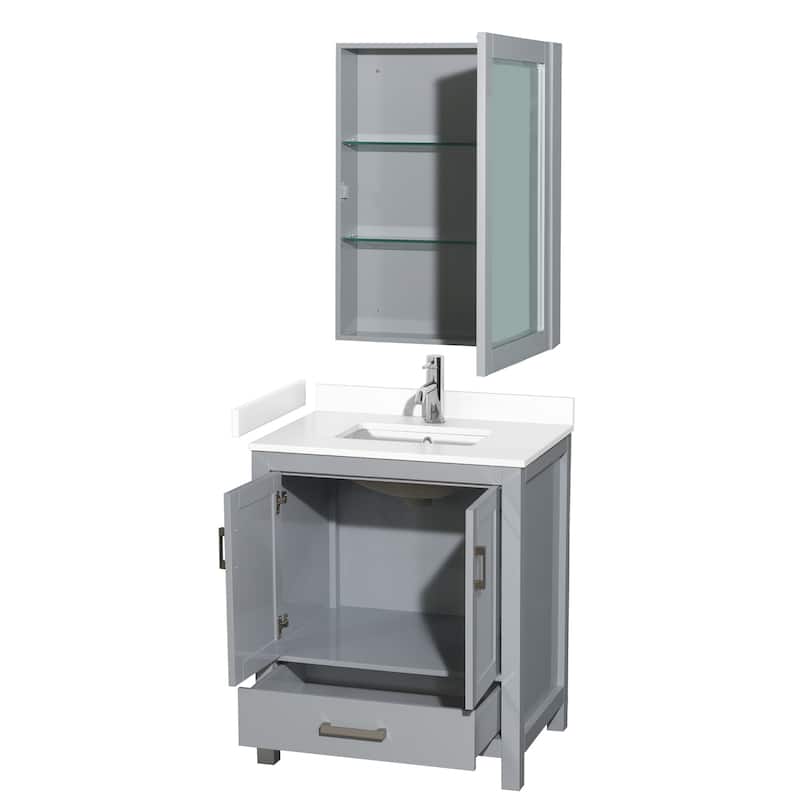 Sheffield Single Bathroom Vanity Set, Cultured Top, Medicine Cabinet