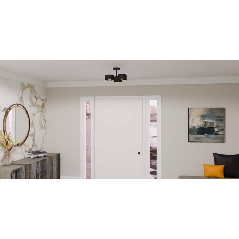 Nala 3-Light Matte Black Semi-Flush Mount