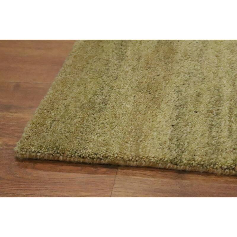 Hand Knotted Oriental 100% Wool Carpet Modern Solid Green Gabbeh Area Rug - 3' 3'' X 2' 2''