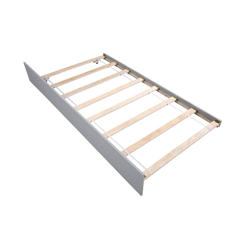 Twin Bed with Trundle, Platform Bed Frame with Headboard and Footboard for Bedroom Small Living Space, No Box Spring Needed