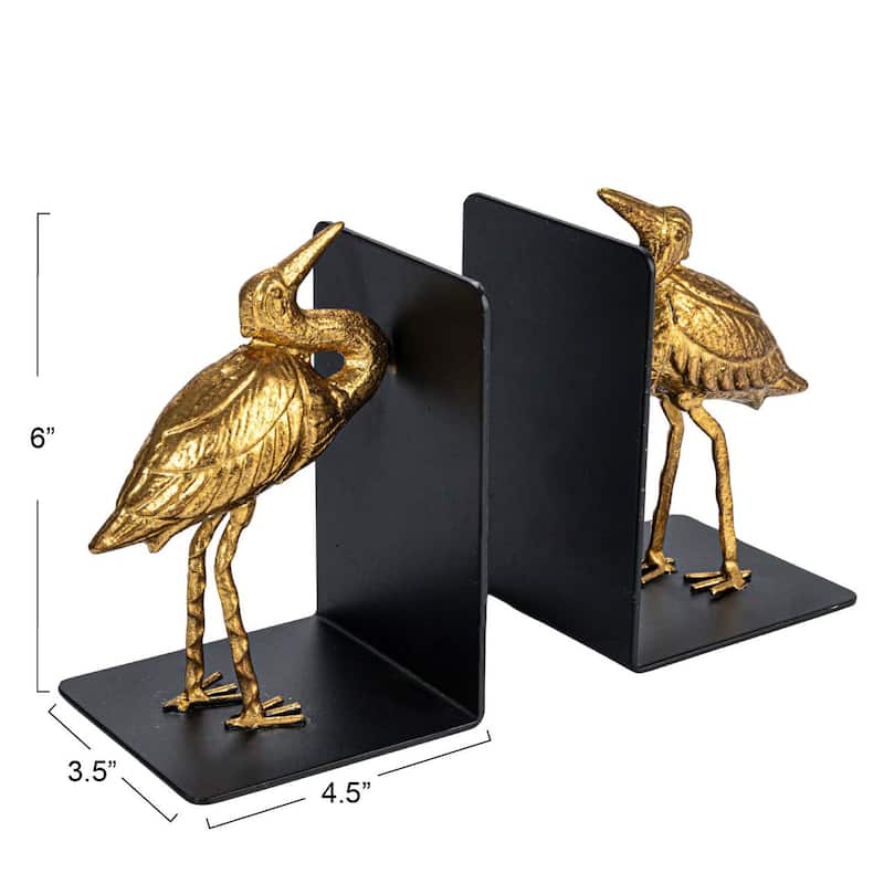 Decorative Cast Iron Bird Bookends, Set of 2 - 4.4"L x 3.5"W x 5.9"H